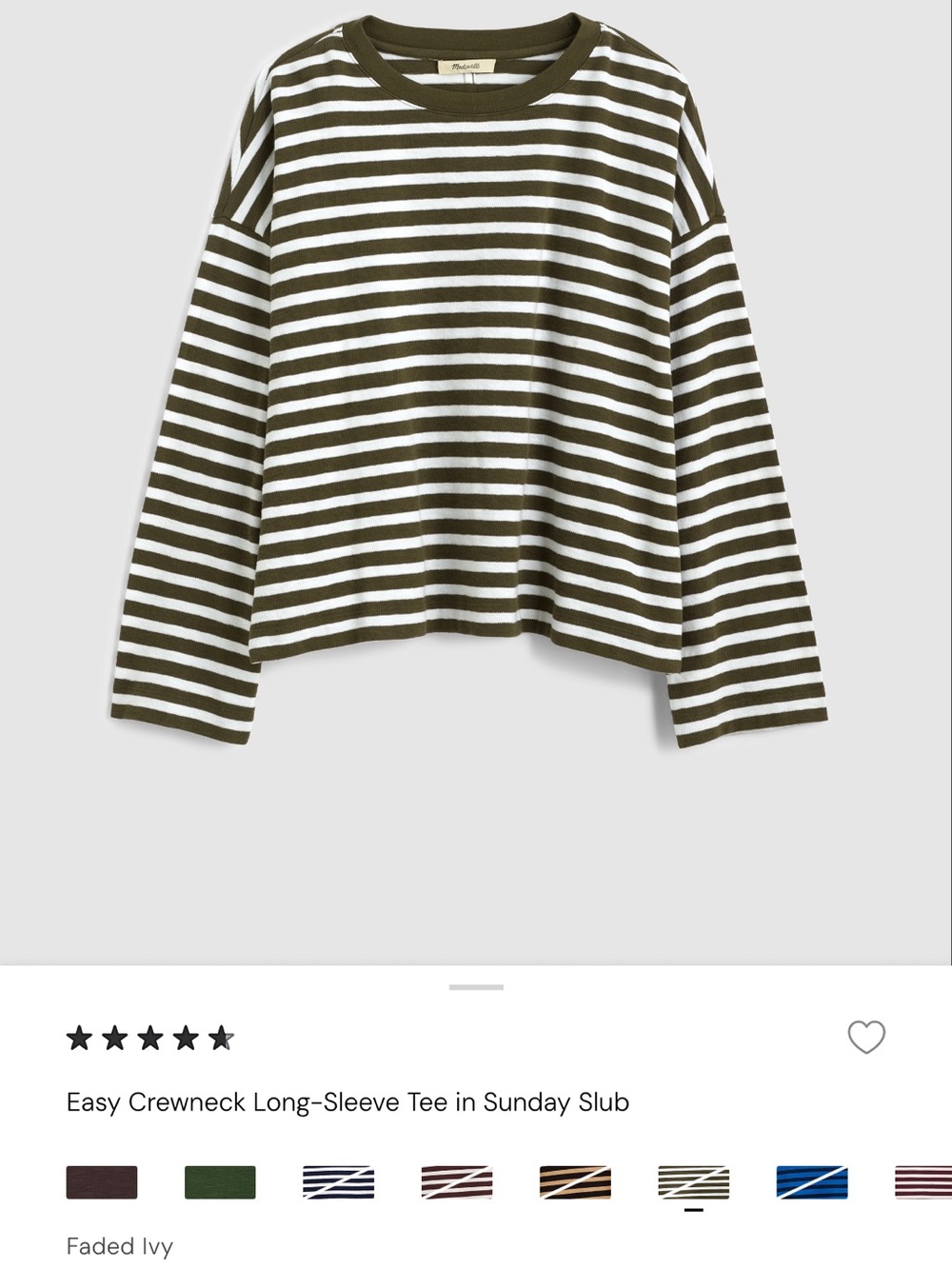 ***ISO*** Madewell Easy Crewneck Long-Sleeve Tee in Faded Ivy